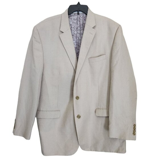 Chaps Blazer Sportcoat Mens‎ Sz 48L Beige Linen Blend 2 Button Center Vent - Picture 14 of 14